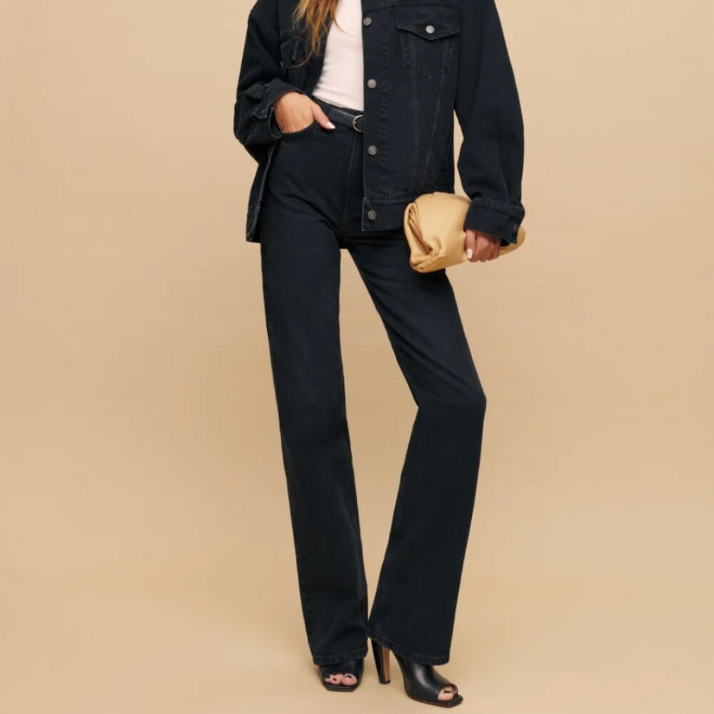 NWOT Reformation Wilder High Rise Wide Leg Jeans in Black